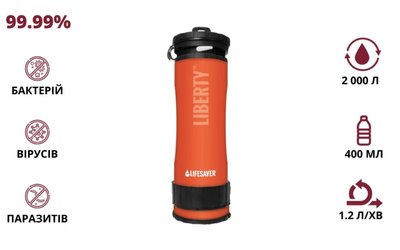 LifeSaver Liberty Orange Портативная бутылка для очистки воды 29987 фото